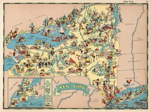 12281.Póster decorativo.Diseño de arte de pared interior vintage.1935 mapa divertido de Nueva York - Imagen 1 de 1