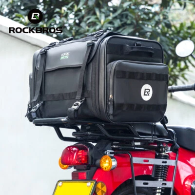 Задняя сумка для мотоцикла ROCKBROS, 50 л расширяемая сумка для заднего сиденья двойного назначения с дождевиком - Изображение 1 из 4