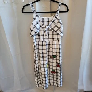 GB Girls Dress Size XL Black White Plaid Sparkle Fruit Retro Rockabilly 16473 - Picture 1 of 10