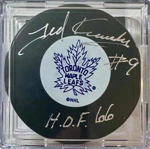 Ted Kennedy autographed Toronto Maple Leafs puck - Open Ice Hit COA - Picture 1 of 2