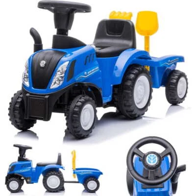 SUN BABY Rutscher Rutschauto Rutscherfahrzeug Traktor mit Anhänger New Holland blau