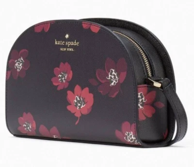 Bandolera Kate Spade Perry Negra Floral Cúpula Saffiano K9606 Roja Nueva con Etiquetas $279 FS Foto 1 de 4