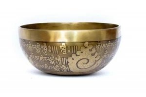 Cuenco de canto tallado mantra-tazón de canto tibetano de 7 pulgadas de diámetro-tazón de yoga-curar - Imagen 1 de 4