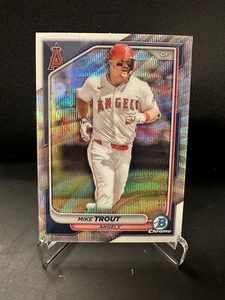 Mike Trout 2024 Bowman Chrome Wave Refractor #d/100 Angels - Picture 1 of 2