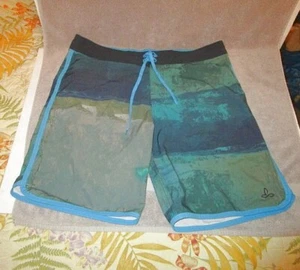 Prana Retro Grunge Board Shorts Mens Size 36 UPF Stretch DWR Swim Trunks Surf - Picture 1 of 8