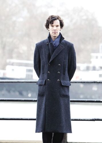 New Men's Sherlock Holmes Benedict Cumberbatch Wool Gray Winter Coat 