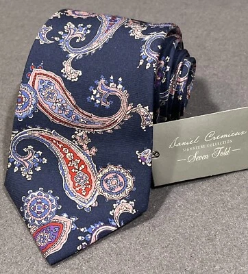 Daniel Cremieux Neck Tie Seven Fold Signature Collection 100% Silk Made In Italy - Image 1 of 4