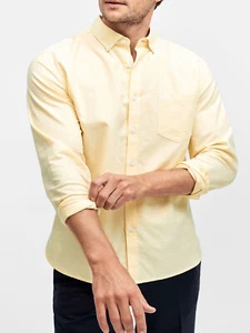 NEW QUALITY ELLOS YELLOW Mens 100% Cotton Oxford Shirt - Plus Size 2XL to 6XL
