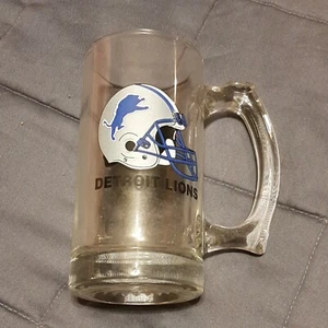 VINTAGE 1990's DETROIT LIONS Beer Mug Glass 12oz - Picture 1 of 7