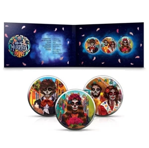 CANADA 3 x 1 onza plata pura  2022 Día de los Muertos - Maple Leaf 3 x 5$ color - Imagen 1 de 7