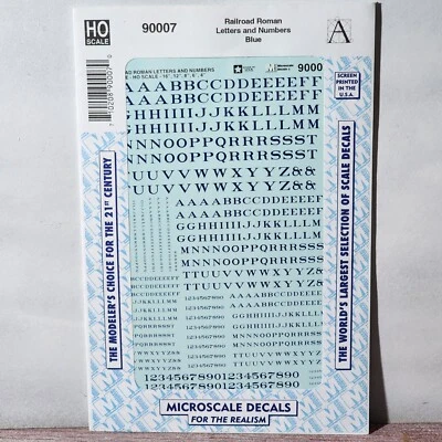 Microscale Decal 90007  Letters & Numbers -- Railroad Roman Blue -- All Scales - Image 1 of 3