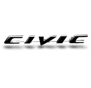 Civic Emblem Black Gloss Logo Badge fits Honda Sticker  - Premium Adhesive - Picture 1 of 5