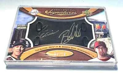 TOM GLAVINE autographed GLOVE BRANDON WEBB signed 4/10 AUTO 2007 UD Sweet Spot - Image 1 of 4