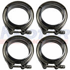 3 V-Band Flange Clamp Kit With Ridge 4 Pcs Stainless Steel For Exhaust Downpipe