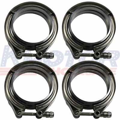 3" V-Band Flange Clamp Kit With Ridge 4 Pcs Stainless Steel For Exhaust Downpipe - Image 1 of 4