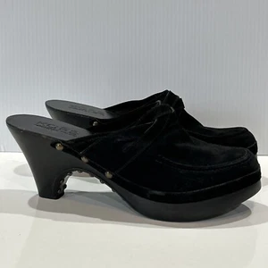 Michael Kors Damen 9 Clogs Schwarz Wildleder Leder Nieten Heels - Bild 1 von 13