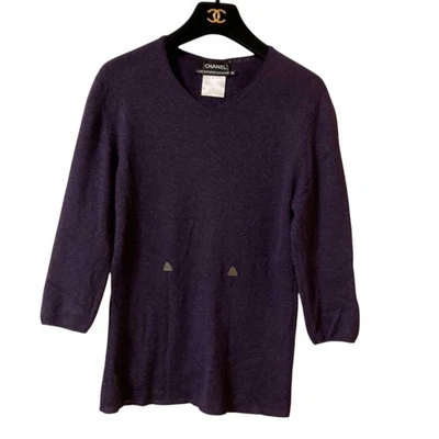 Suéter Chanel Cashmere Seda Púrpura Talla 38 Logo Botones Usado Foto 1 de 4