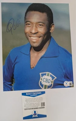 Foto firmada por Pelé 8x10 certificado por Beckett autógrafo auténtico fútbol Brasil B Foto 1 de 2