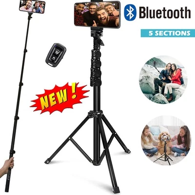 Universal 62-inch Selfie Stick Tripod Stand for Cell Phone with Bluetooth Remote - Image 1 of 4