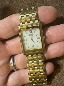 Citizen Stiletto Eco-Drive goldfarbene rechteckige Uhr - Modell G820-T002949 KA - Bild 1 von 20