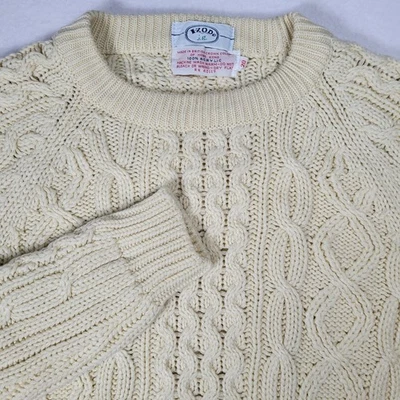 Suéter Grueso Tejido con Cable Cuello Redondo Izod De Colección Talla 20, Color Crema Cocodrilo Foto 1 de 4