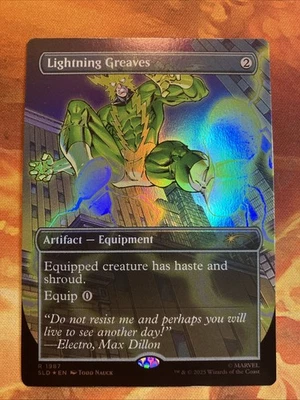 MTG Foil Borderless Lightning Greaves SLD: Marvel's Spider-Man: Villainous Plots - Image 1 of 2