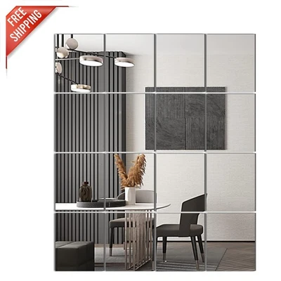 Safe & Easy Install 14''x12'' Frameless Mirror Tiles - 16 PCS for Modern Style - Image 1 of 4