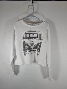 Volkswagen Bus Cropped Sweatshirt VW Van Official Licensed White Womens MEDIUM - Picture 1 of 7