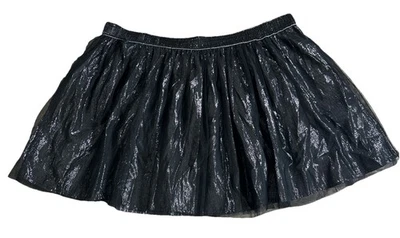 DECREE Black Shimmer  Metallic Tulle Elastic Mini Tutu A-Line Skirt  Size 1X - Image 1 of 4
