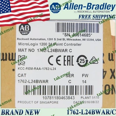 Brand New AB 1762-L24BWAR/C MicroLogix 1200 24 Point Controller 1762L24BWAR serC - Image 1 of 4
