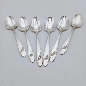 6 Stück Oneida Community Queen Bess II Teelöffel versilbert Tudor Teller Blumen - Bild 1 von 9