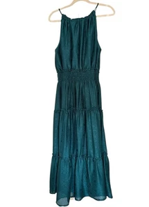 Taylor Neckholder gesmoktes Maxikleid Damen groß türkis Blumen Stufen Whimsigoth lesen - Bild 1 von 10