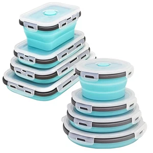 8 Collapsible Food Storage Containers, Silicone Collapsible Food Storage Cont... - Picture 1 of 7