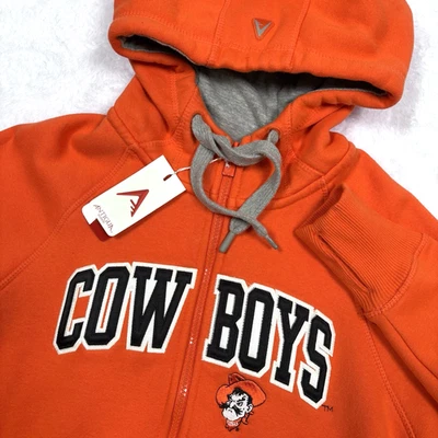 OSU Oklahoma State Cowboys Pistol Pete Hoodie Jacket Womens XS /S Orange Antigua - Image 1 of 4