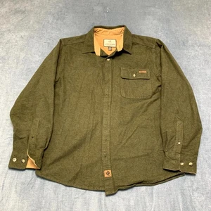 Legendary Whitetails Shirt Men Medium Olive Green Cotton Split Pleated Button Up - Picture 1 of 12