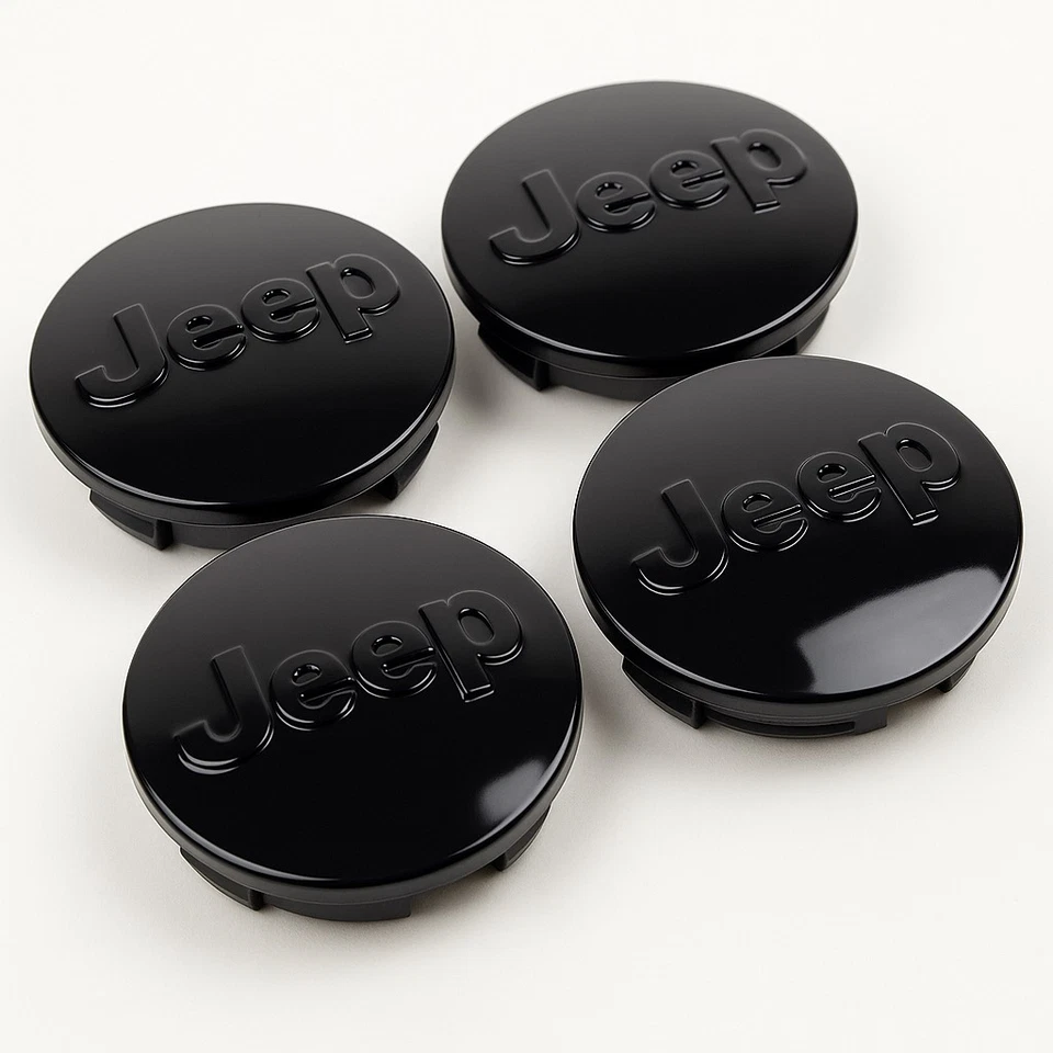 Jeep Set of 4 Black 63mm Wheel Center Caps – Grand Cherokee, Wrangler, Compass - Image 1 of 3