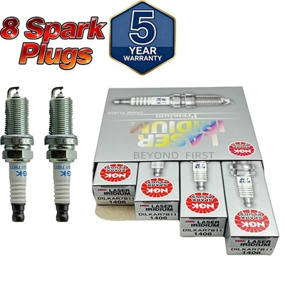 8X Spark Plugs NGK Laser Iridium Resistor DILKAR7B11 /1406 for Infiniti Nissan - Image 1 of 4