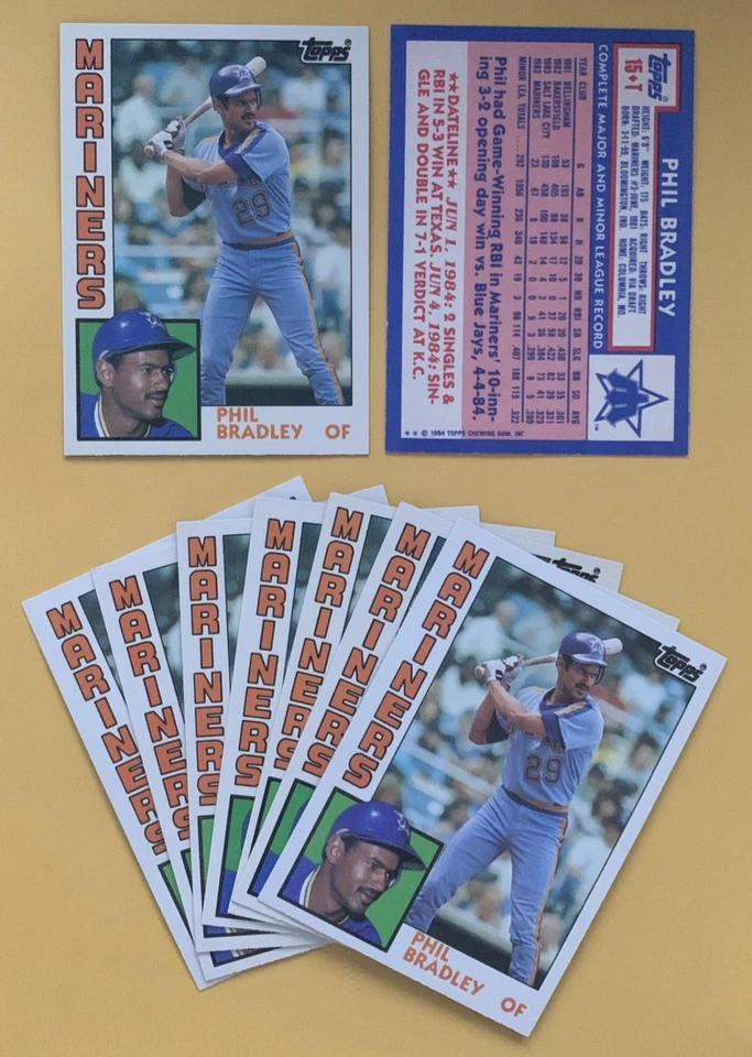 Phil Bradley RC Rookie Card, 1984 Topps Traded #15T, Seattle Mariners - Image 1 of 1