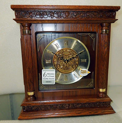 SEIKO SQUARE  MELODY IN MOTION MANTLE CLOCK WITH 6 DIFFERENT MELODIES QXW224BLH - Image 1 of 4