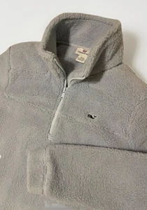 Vineyard Vines Woman’s Light Blue Fleece Sherpa Quarter Zip Sweater Small - Picture 1 of 6