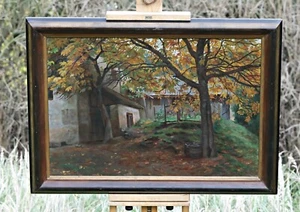 Herbstlandschaft mit Bauernhaus – Öl auf Leinwand – unsigniert – mit Rahmen - Bild 1 von 7
