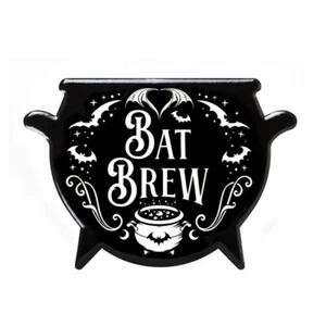 Alchemy Gothic Bat Brew Ceramic Coaster Black & White Home Decor Witch Vampire - Picture 1 of 2