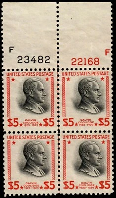 US #834 $5 Calvin Coolidge PB4 #23482-22168 MNH VF  - Image 1 of 2