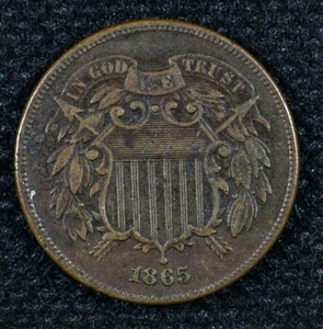 1865 Two Cent Piece AU Uncertified - Picture 1 of 2