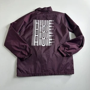 HUF Set H Coaches Jacket Mens Size Small Maroon Snap Button Windbreaker - Picture 1 of 9