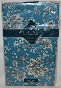 Vinyl Tablecloth~Blue Paisley Flower~White Floral~52 x 52~NEW - Picture 1 of 2