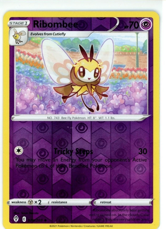 Pokemon TCG Ribombee 079/203 Swsh07: Evolving Skies Reverse Holo - Image 1 of 1