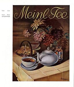 Julius Meinl Wien Kaffee-Import von Otto Exinger Histor. Plakatentwurf Tee 1937
