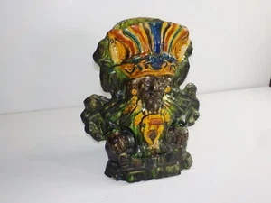 Jarrón de cerámica vintage azteca inca DIOS DEL MAÍZ MAÍZ esmalte por goteo jardinera arte - Imagen 1 de 10