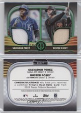 2022 Topps Tribute Dual Relics 2 Player Green /99 Buster Posey Salvador Perez